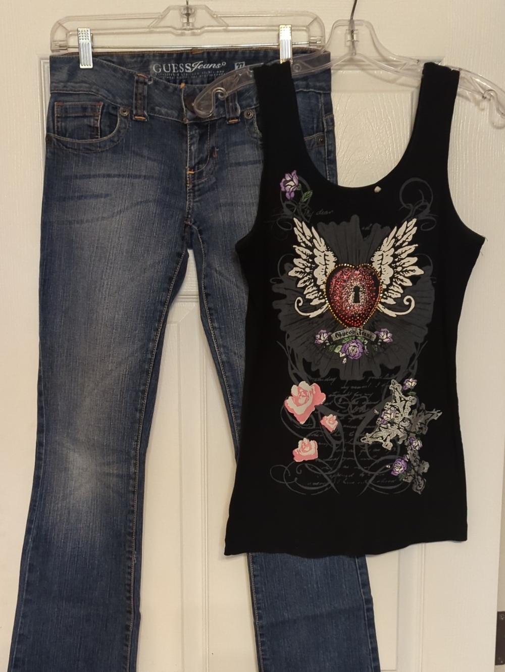 Guess Outfit Black Tank Top L And Size 27 Jeans